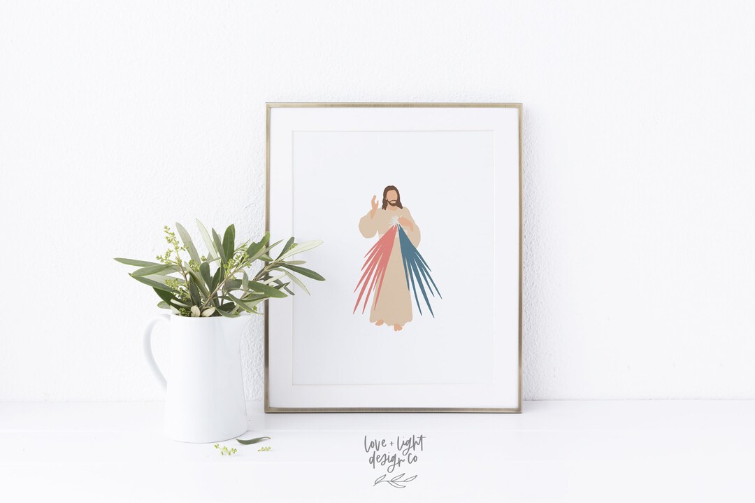 PRINTED Divine Mercy | Jesus Printable Jesus Drawing Divine Mercy Jesus ...