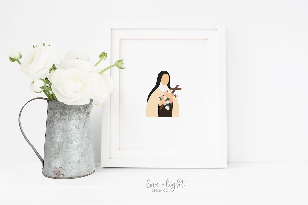 PRINTED Saint Therese Saint Therese of Lisieux Print Catholic Wall Art ...