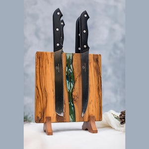 Magnetic Knife Stand, Kitchen Decor Gift, Magnetic Knife Block, Wooden Epoxy Knife Stand, Housewarming Gift, Knife Organizer, Kitchen Decor