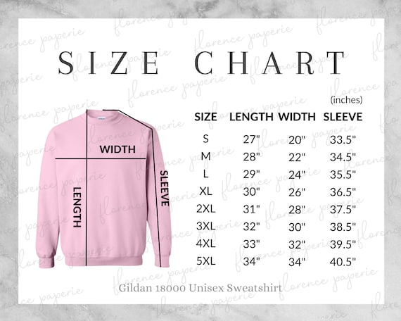 Gildan 18000 Sweatshirt Size Chart, Unisex Crewneck Sweatshirt,  Downloadable, Printable, Mens Size Chart, Womens Size Chart -  Canada