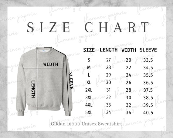 Design & Templates Gildan Sweatshirt Size Chart Gildan Size Chart ...