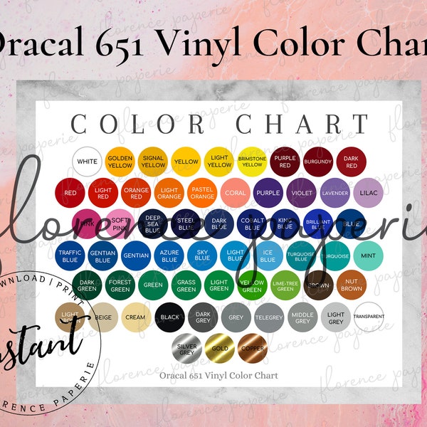 Editable Oracal 651 Vinyl Color Chart, Canva Template for Cricut silhouette Business, Downloadable, Printable