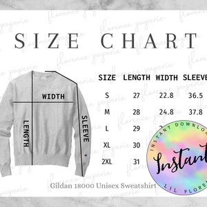 Champion S149 Sweatshirt Size Chart Men's Champion S149 - Etsy