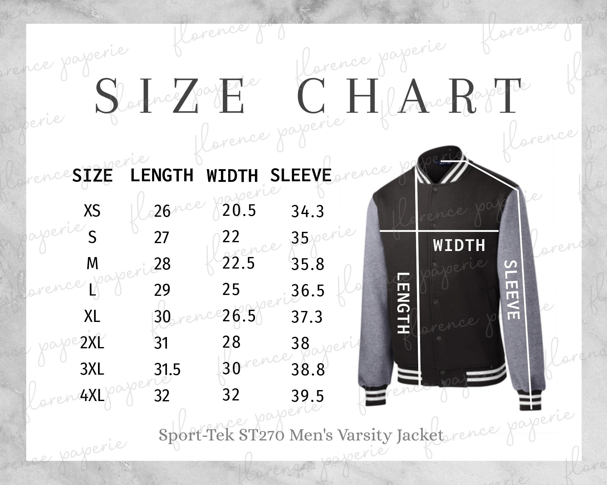 Sport-tek ST270 Jacket Size Chart Men's Varsity Jacket - Etsy