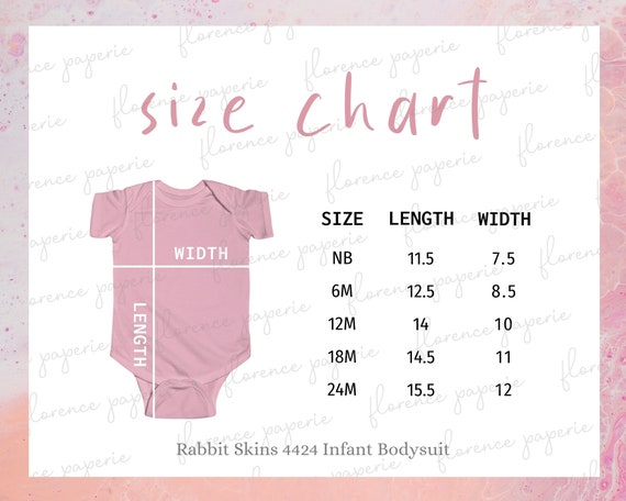 Rabbit Skins 4424 Size Chart Baby Bodysuit Size Chart Rabbit Etsy