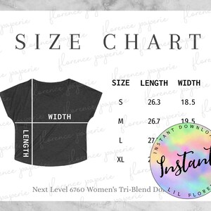 Next Level 6760 Size Chart, Women's Tri-blend Dolman Tee, Loose Fit T ...