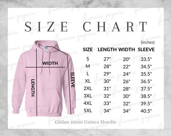 Womens Hoodie Size Chart