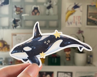 Starry Orca Sticker: Waterproof Vinyl Animal Decal
