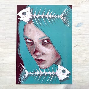 Impressão artística em espinha de peixe A5 | Decoração de parede, Ilustração, decoração de casa, impressão colorida, pôster, cartão postal