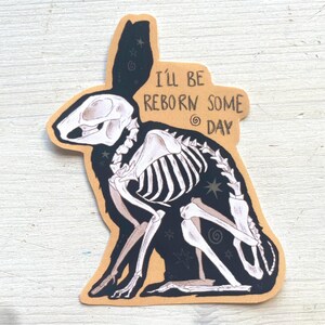 Bunny skeleton sticker | vinyl sticker, animal sticker, journaling, sketchbook, spooky sticker, stationary, waterproof, waterresistant
