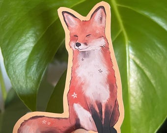 Süßer Fuchs Aufkleber | Glänzender wasserfester Vinylaufkleber