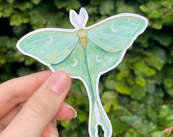 Lunar Moth Sticker | Glossy Vinyl, Waterproof (9x10cm)