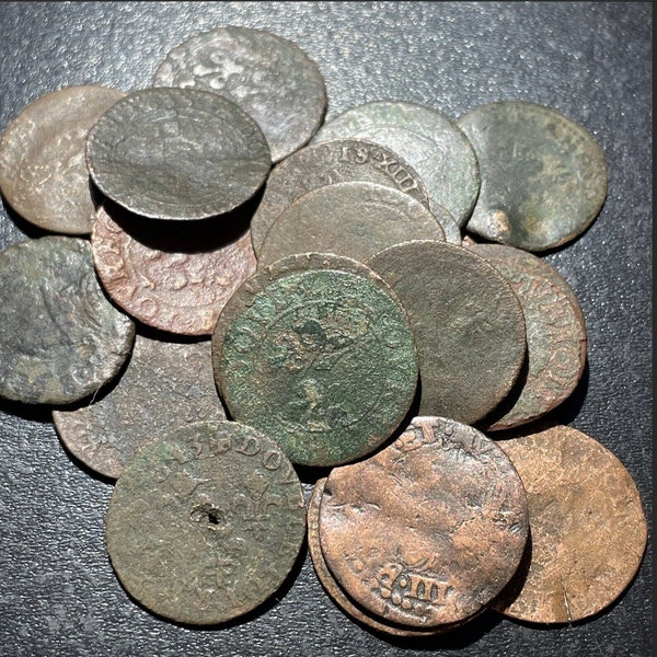 1610-1643 France King Louis XIII Double Tournois (2 Deniers) Rare French Coin