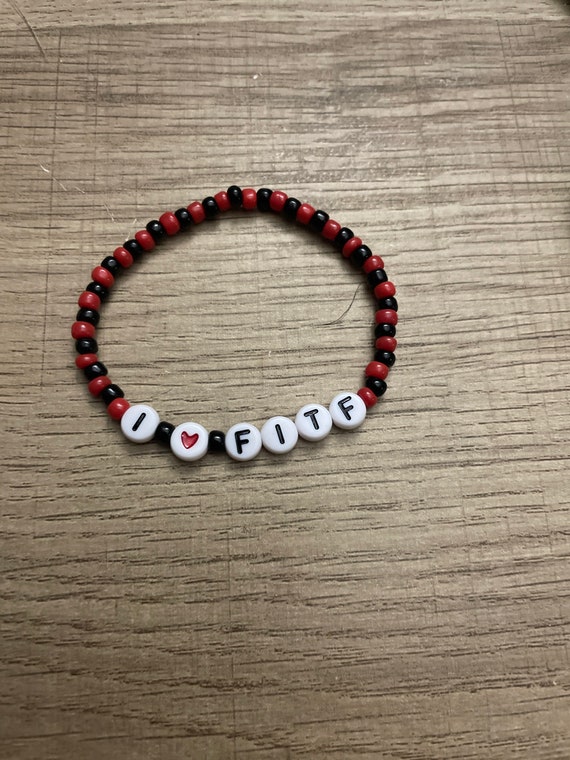 Smiley Face Red Black Beaded Kandi Bracelet Louis Tomlinson Faith in the  Future