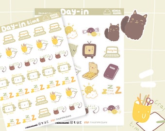 Fun Day In Sticker Sheet, Planner & Bujo Supplies, Kawaii Journal Stickers, Cute Stationery