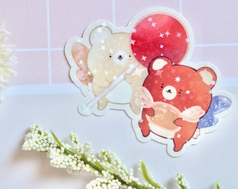Fairy Bear Vinyl Stickers, Magical Fairytail Sticker, Cute and Kawaii Stationery, Notebook Laptop Bottle Laminated Stickers, Almond the Bear