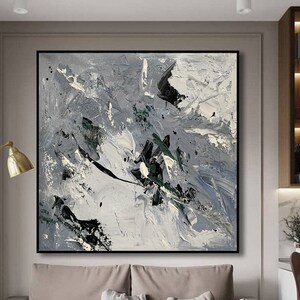 Extra large canvas wall art, palette knife painting, large abstract painting, textured art on canvas, original abstract painting, gray art