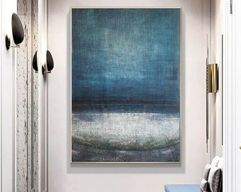 original blue painting abstract, large canvas wall art, modern abstract painting on canvas, textured wall art, oversized canvas art A290