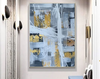 extra large wall art, large abstract canvas art, large abstract painting on canvas, gray canvas wall art, modern abstract painting A013