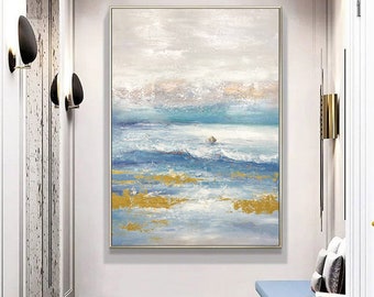 large canvas wall art, modern abstract painting, extra large wall art landscape, seascape painting, large abstract acrylic painting A261