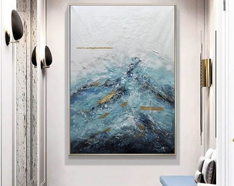 modern blue abstract painting,original paintings on canvas,oversized canvas wall art,extra large canvas art,large abstract canvas art A186