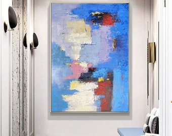 blue abstract painting, extra large canvas wall art, modern abstract painting original, oversized wall art abstract, large canvas art A256