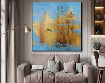 oversized abstract painting, extra large wall art canvas, original abstract gold painting, large canvas art, modern abstract wall art A109