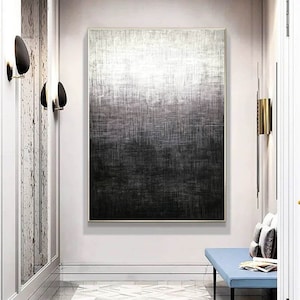 large abstract wall art, original acrylic paintings on canvas, black and white painting, contemporary wall art, textured painting A091