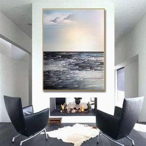 large abstract canvas art, landscape painting abstract canvas art, original oil painting on canvas, modern abstract wall art A331