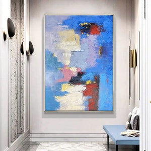 blue abstract painting, extra large canvas wall art, modern abstract painting original, oversized wall art abstract, large canvas art A256