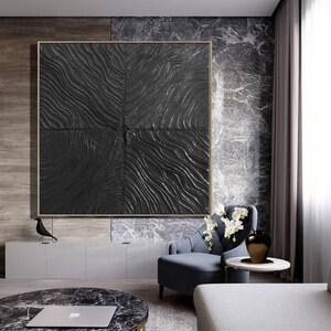 Black abstract painting, black painting, 3D textured painting on canvas, large canvas wall art, abstract wall art, Black wall art A297