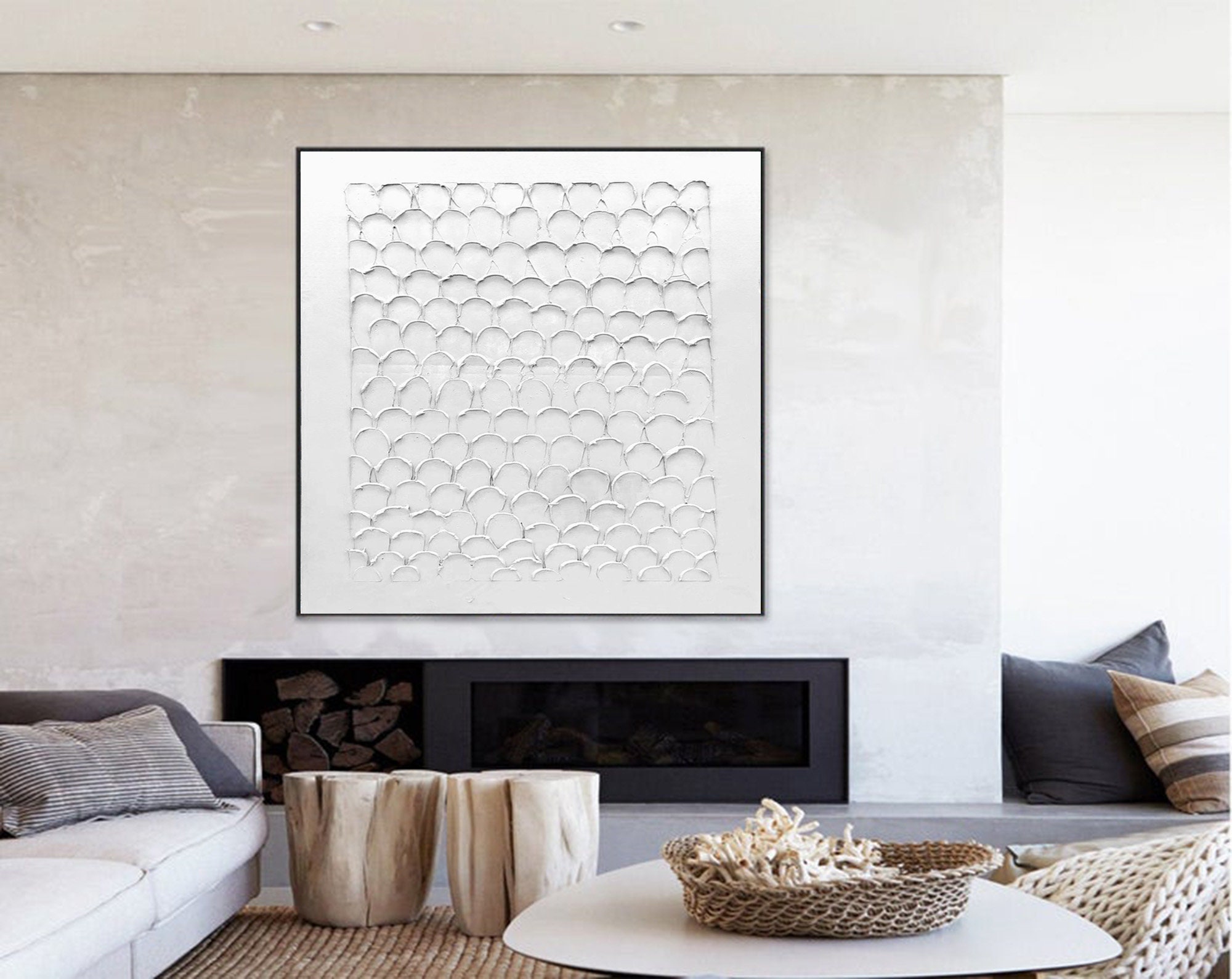 Original abstract painting large canvas wall art white Etsy