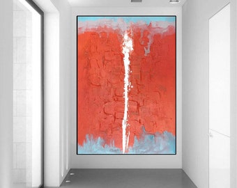 original red painting on canvas,oversized abstract painting,large abstract painting,extra large abstract art,textured painting abstract A164