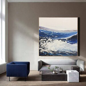 modern abstract painting on canvas, large abstract wall art, blue painting, blue original oil painting abstract, large canvas wall art A349