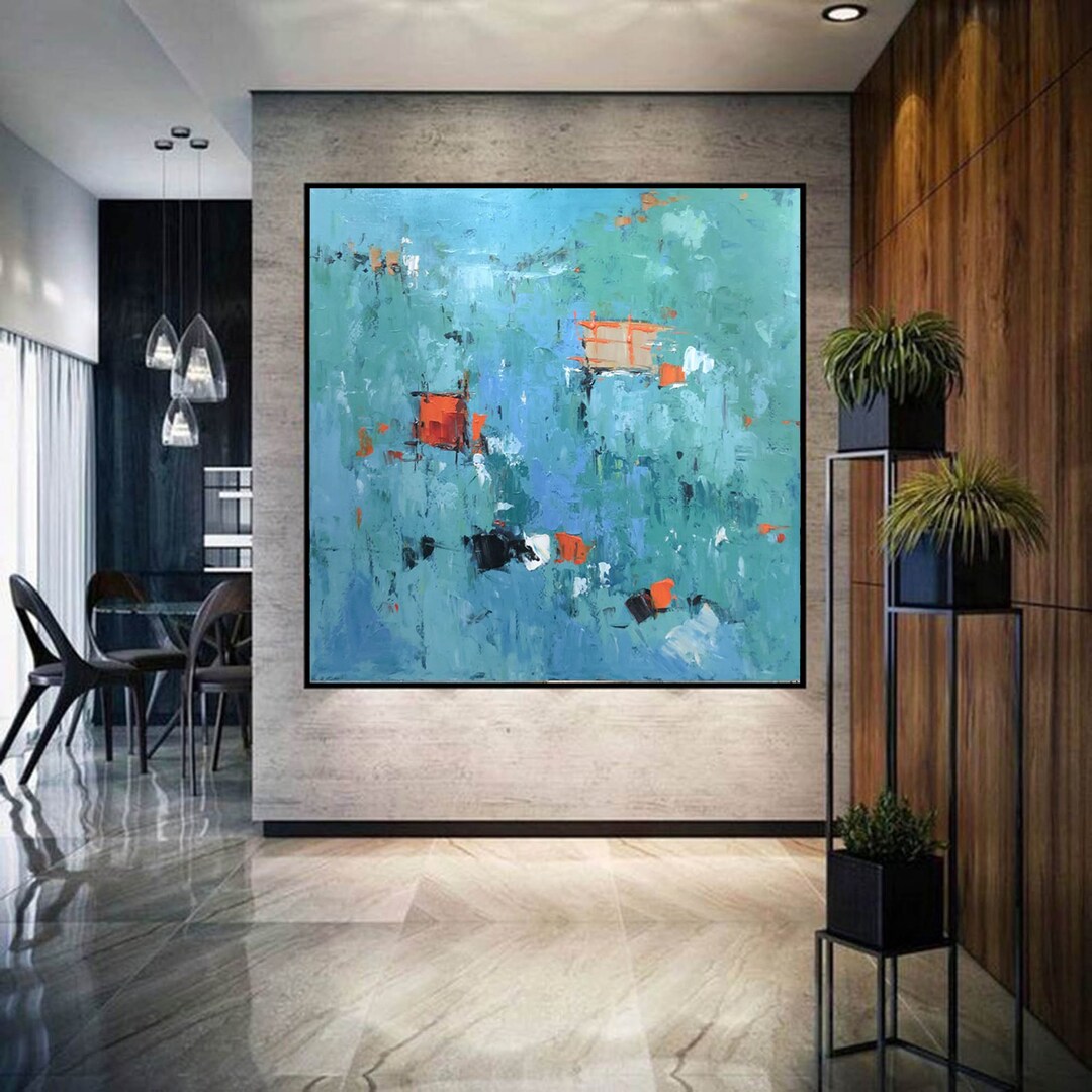 Extra Large Wall Art Abstract Oil Painting, Green Painting on Canvas ...