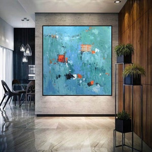 extra large wall art abstract oil painting, green painting on canvas, modern wall art canvas, textured painting, large canvas wall art A244