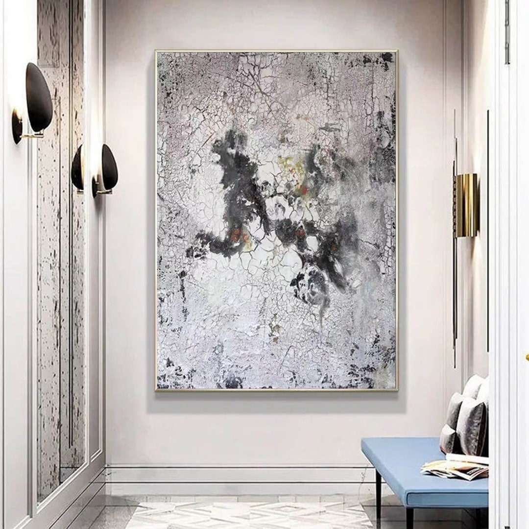 Extra Large Wall Art Black and White, Large Abstract Canvas Art, Modern ...