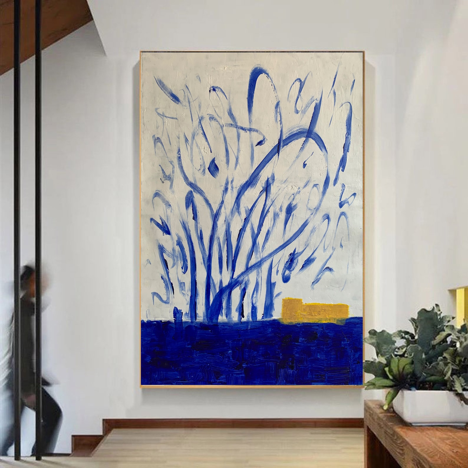 Blue Painting, Large Abstract Blue Painting, White Blue Paintings, XL