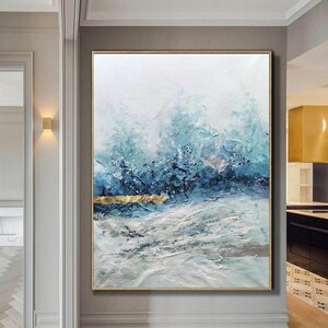 large abstract wall art,landscape painting canvas,oversized wall art,modern blue abstract painting,extra large wall art abstract A190