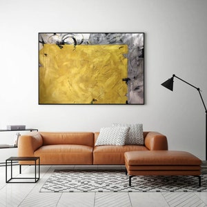 large abstract canvas art,yellow abstract acrylic painting,original abstract painting on canvas,extra large canvas wall art A121