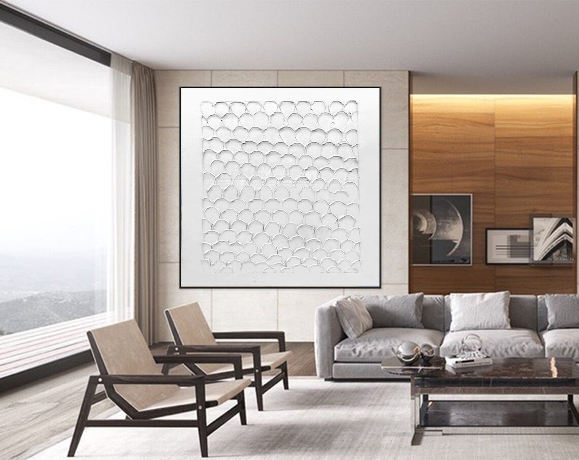 Original abstract painting large canvas wall art white Etsy