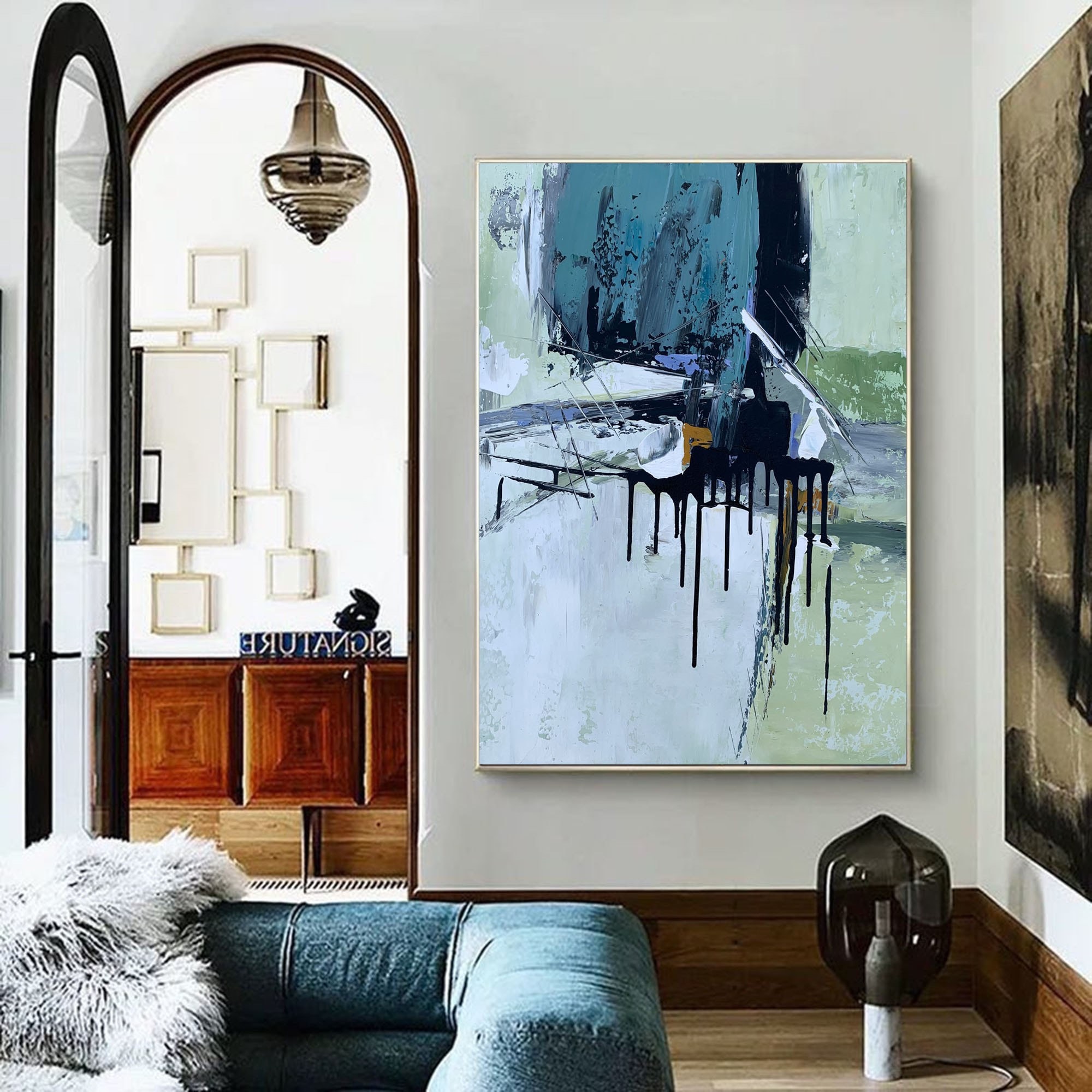 アンファン　額絵 抽象パレットナイフ：大型の現代キャンバスウォールアート A039 - Etsy