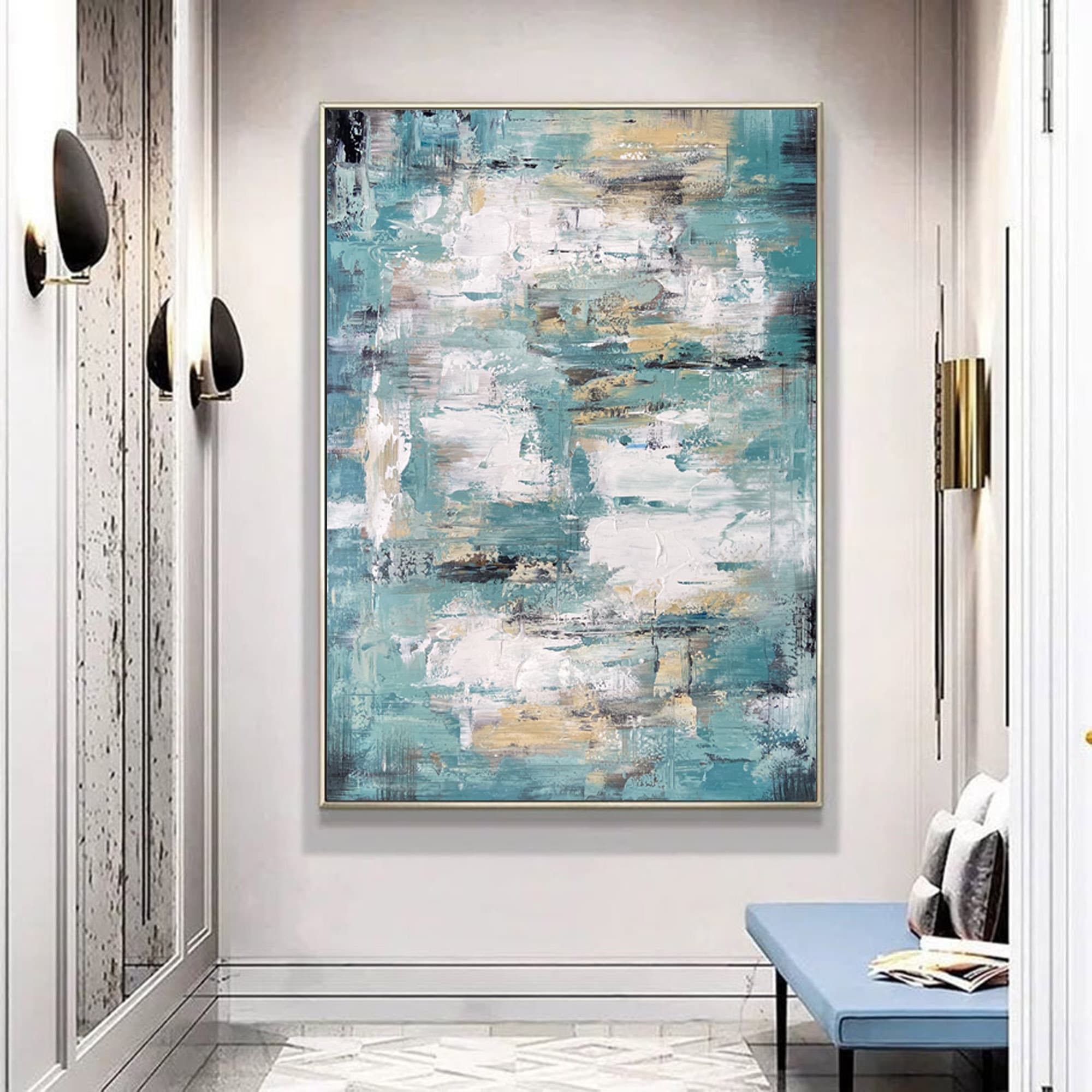 Large canvas wall art original abstract oil painting green Etsy