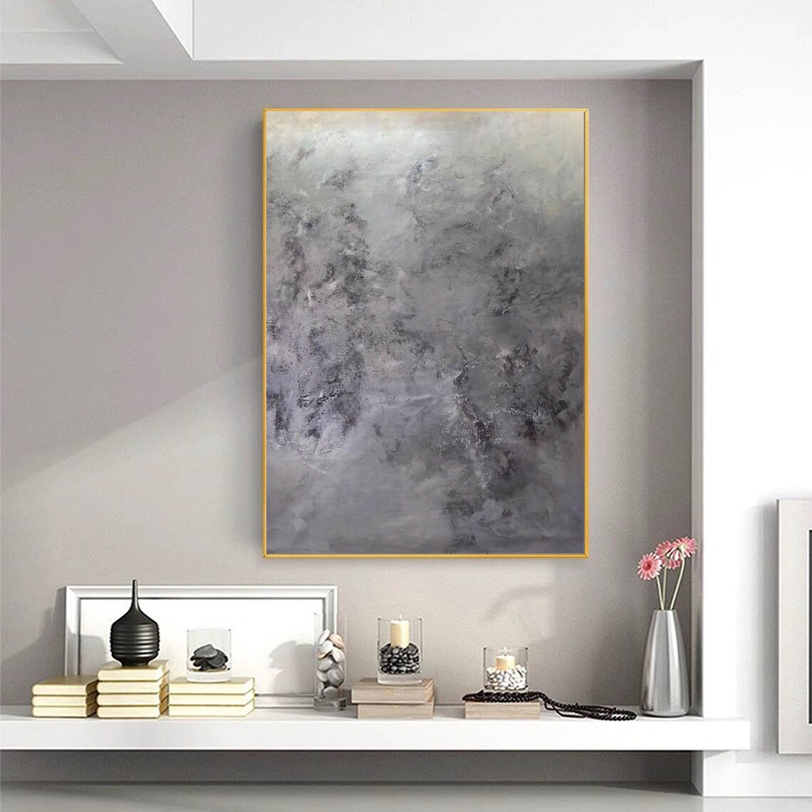 Large grey painting on canvas minimalist painting extra Etsy
