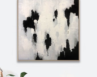 black and white painting on canvas, large canvas wall art, original oil painting,minimalist abstract wall art,abstract acrylic painting A245