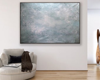 large abstract canvas art, teal painting abstract, original abstract oil painting, extra large wall art abstract, contemporary wall art A120