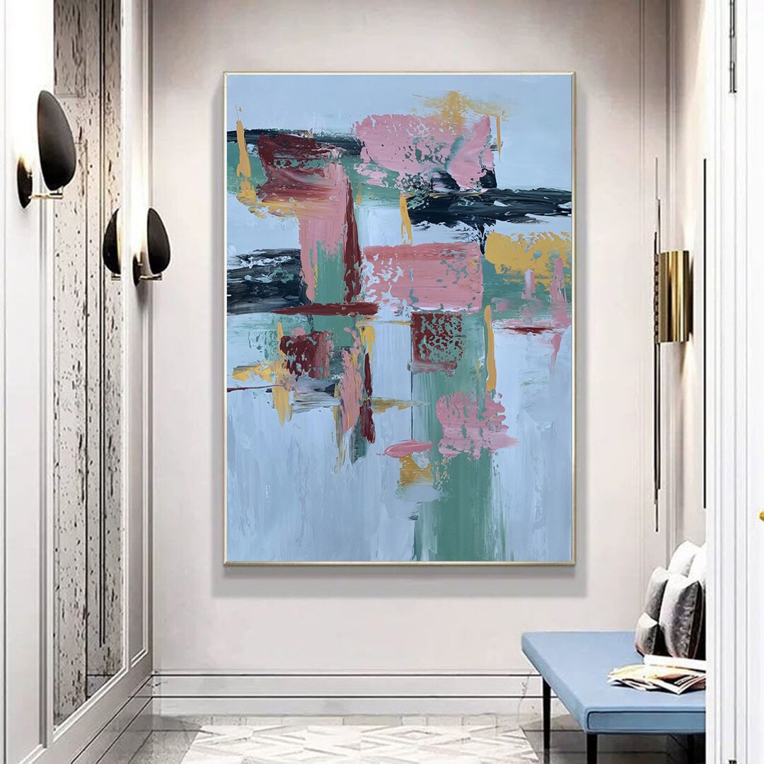 Abstract Oil Painting: Extra Large Colorful Brushstroke Canvas Wall Art ...