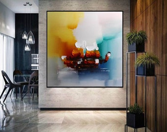 large canvas wall art, modern abstract art, colorful abstract painting, original abstract oil painting on canvas, oversized wall art A258
