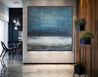 extra large abstract art, large canvas wall art, modern abstract wall art, blue abstract painting original, textured painting canvas A296