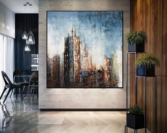 large abstract acrylic painting, abstract landscape painting, extra large abstract art, original oil painting, modern abstract wall art A286